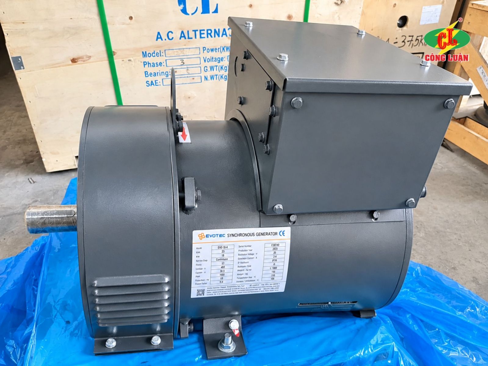Đầu phát điện Evotec 12.8kw 16kva 3 pha 2 bạc đạn có sẵn tại kho công luận