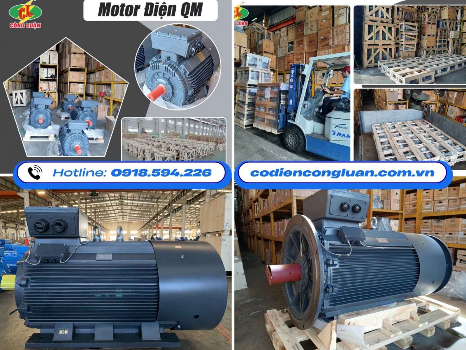 Motor QM chính hãng vỏ gang lõi đồng tại Cơ Điện Công Luận